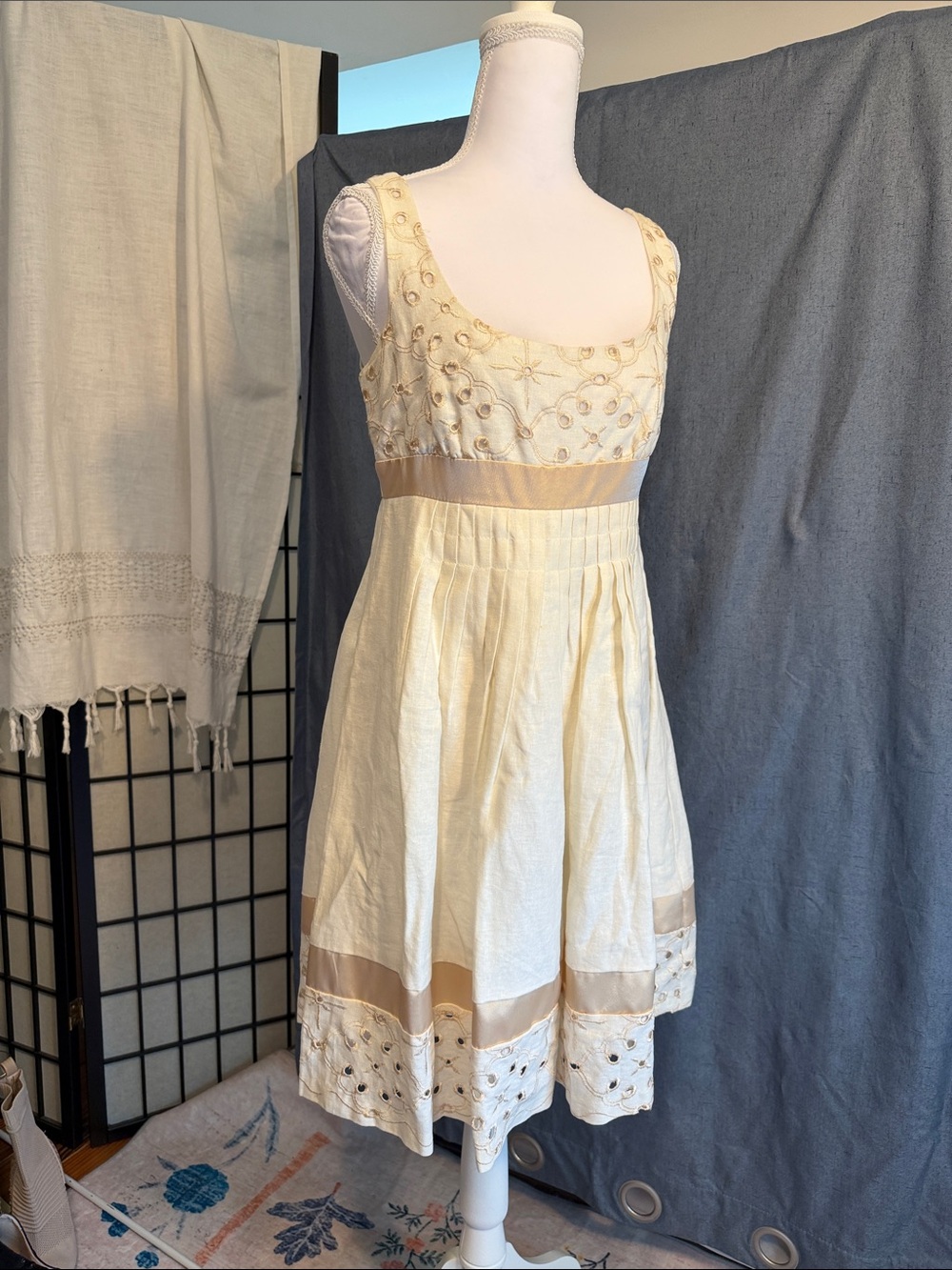 Vintage Classic Cream Embroidered Sundress